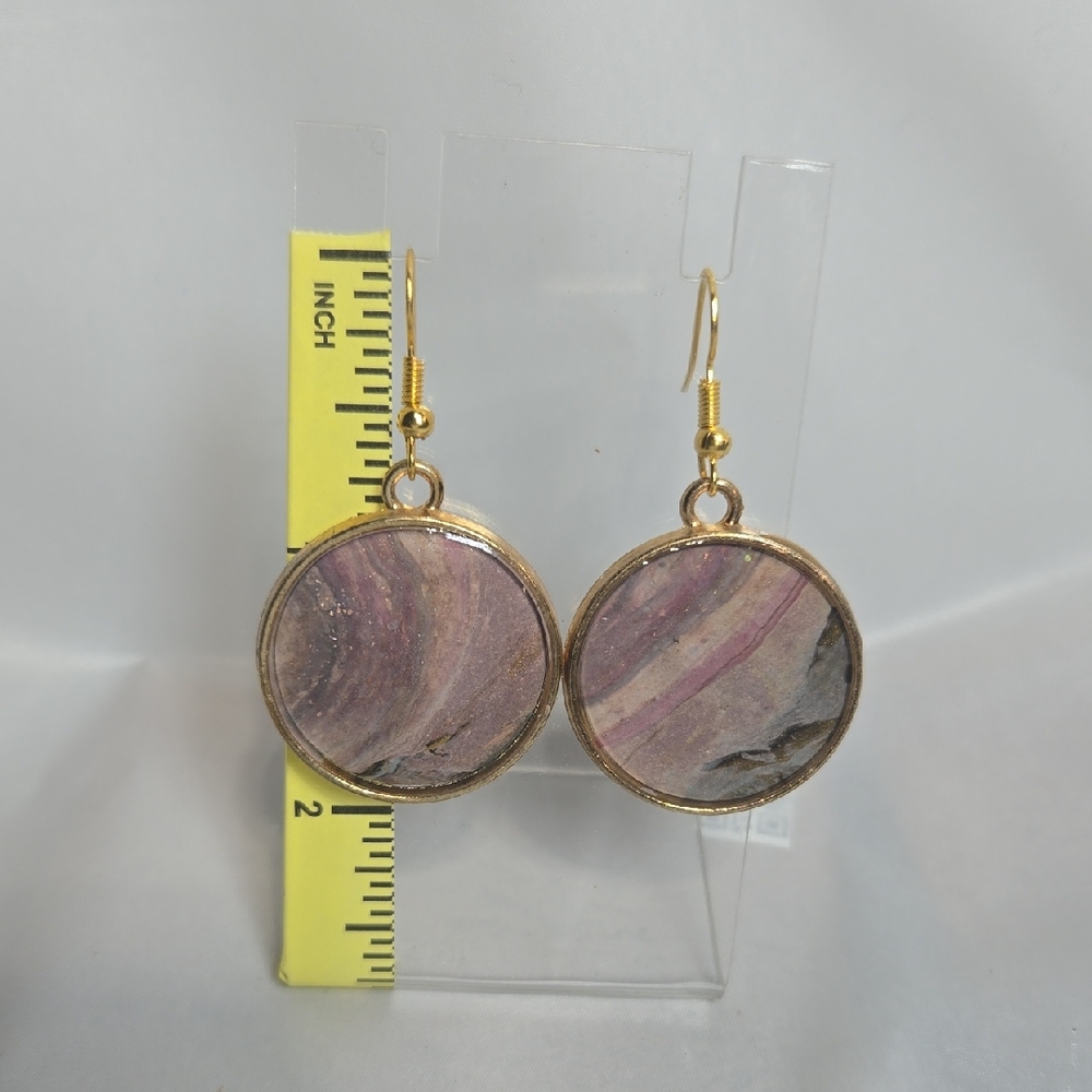 #179- Chic Gold and Purple Swirl Earrings